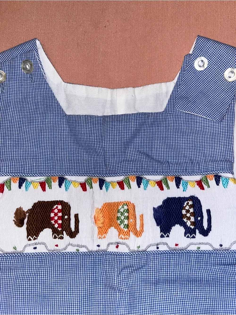 Little English Light Blue Gingham Baby Romper